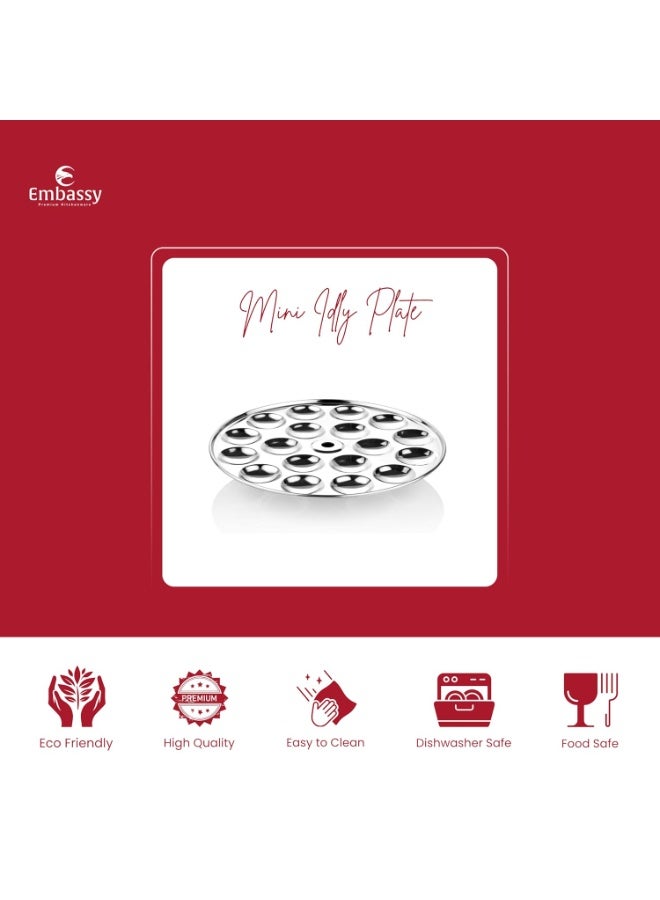 إيمباسي صينية إيدلي صغيرة/ميني من الفولاذ المقاوم للصدأ من إمباسي بدون حامل | القطر: 19.5 سم | تكفي لتحضير 18 حبة إيدلي دفعة واحدة | صينية إيدلي لتحضير إيدلي طرية وهشة | متوافقة مع طنجرة الضغط وجهاز البخار - Image 3