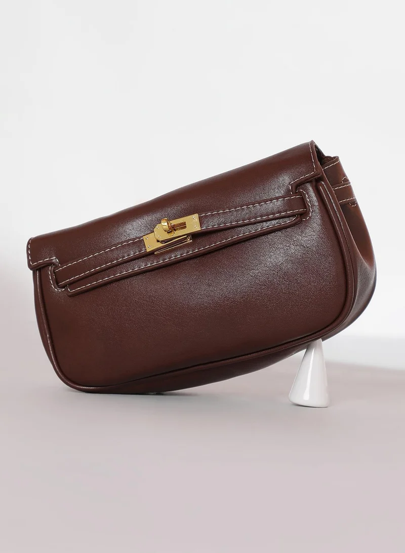 صوص هاوت حقيبة كتف عادي انيقة من جلد نباتي بالتعشيق مع حزام قابل للفك للنساء