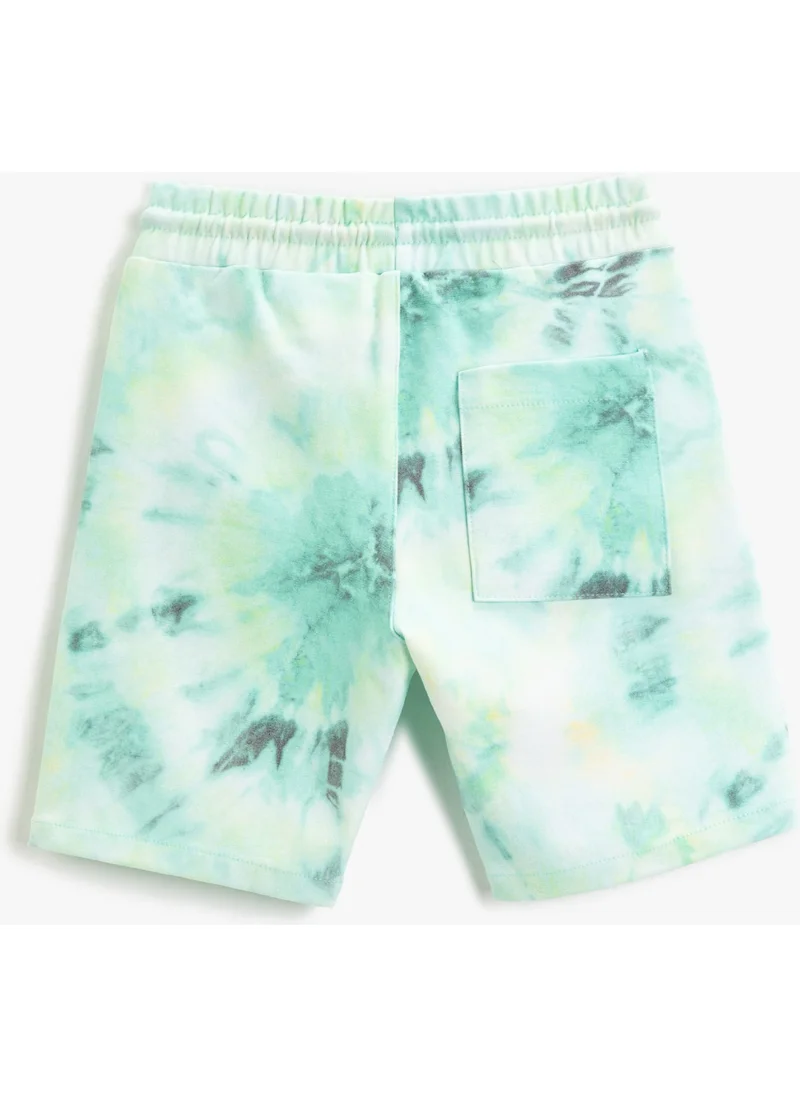 كوتون Batik Patterned Shorts with Tie Waist and Pocket