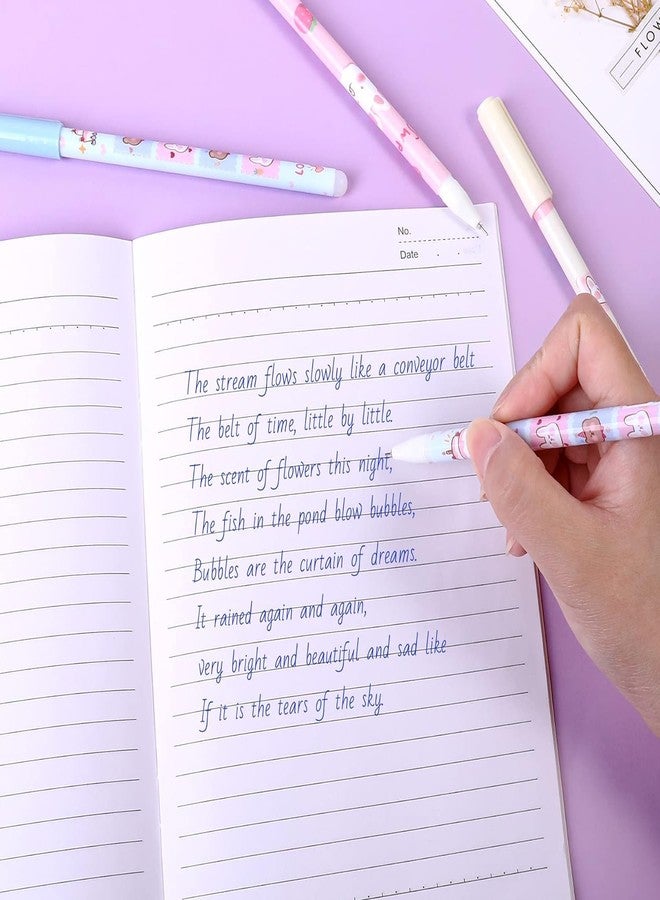 APCATIO Latest Premium Erasable Gel Pens With Attached Magic Wipe Eraser|0.5 Mm Pen|Cute Erasable Pens With Eraser |Gifts For Students|Office Stationery|(Pack Of 12) - Image 4