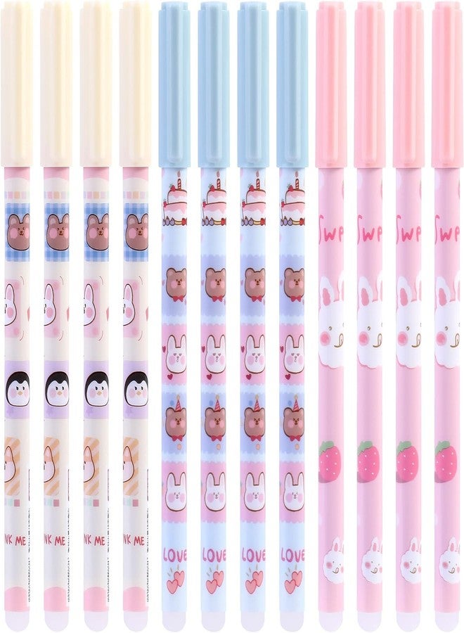 APCATIO Latest Premium Erasable Gel Pens With Attached Magic Wipe Eraser|0.5 Mm Pen|Cute Erasable Pens With Eraser |Gifts For Students|Office Stationery|(Pack Of 12) - Image 1