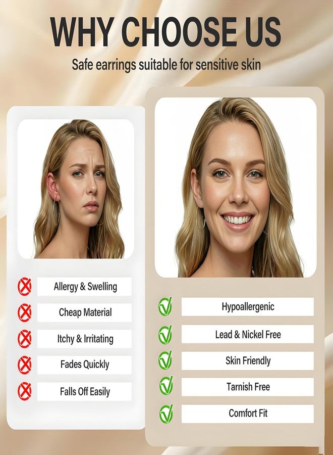 JANCAN 4 Pairs Silver Gold Hoop Earrings for Women,30/40/50/60 mm Stainless Steel 14K Silver Gold Plated Loop Earrings for Women Hypoallergenic Fashionable Lightweight Big Women Earrings Loop Earrings Set - Image 2