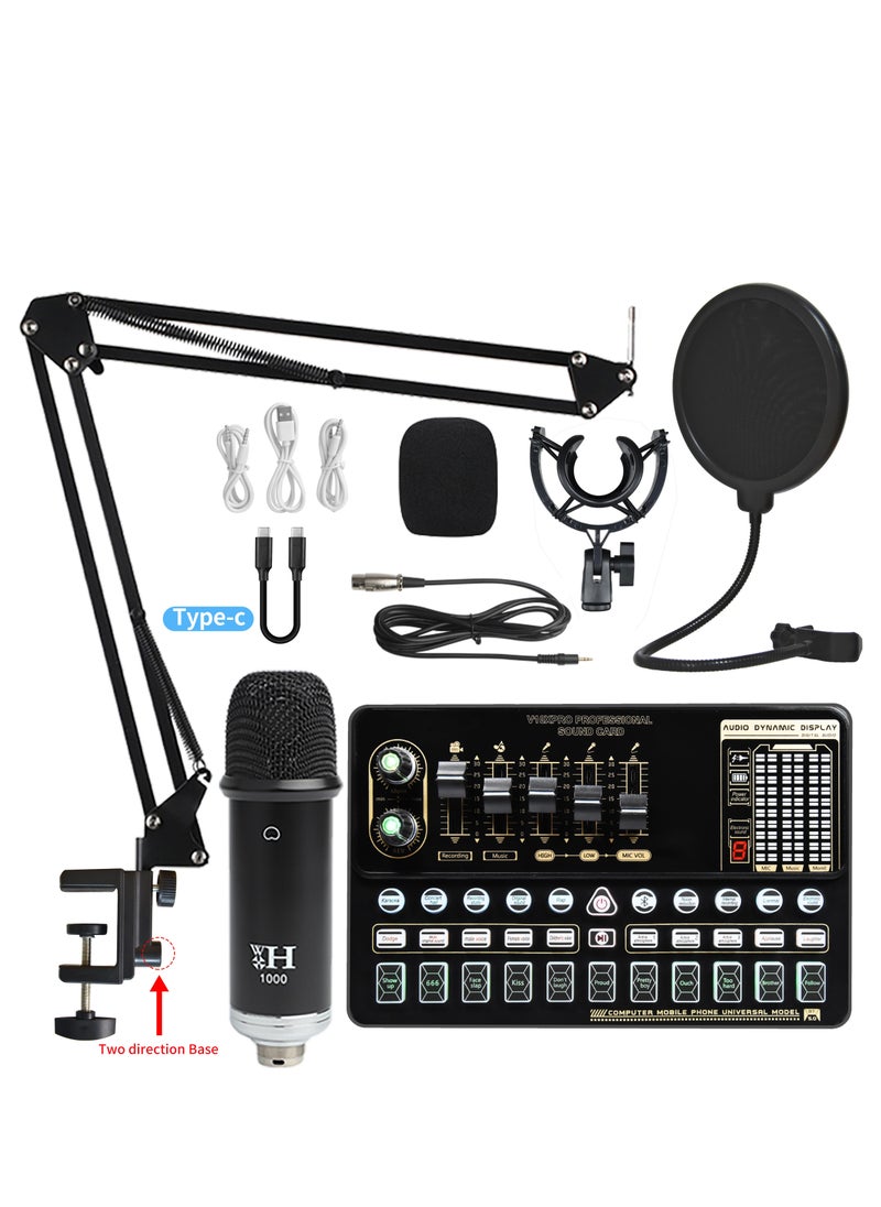 Sunbmebge Condenser Microphone V10XPRO Kit, Microphone Kit for Streaming Devices with Live Sound Card, Adjustable Microphone Stand and Metal Shockproof Podcast Microphone Kit for Recording/Broadcast/Streaming  - Image 1