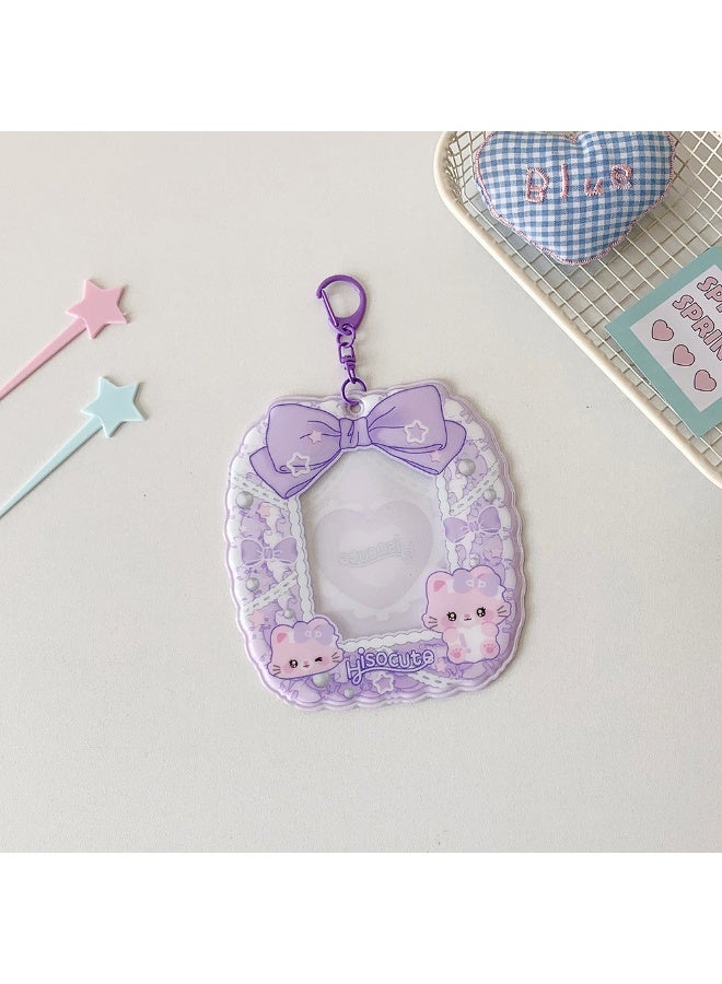 NIBEMINENT 1 - Piece Bow Kpop Photo Card Holder Pendant Key Chain ID Badge Holder ID Card Holder Photo Card Protector for School ID Office ID Access Card for Women Girls - Image 1