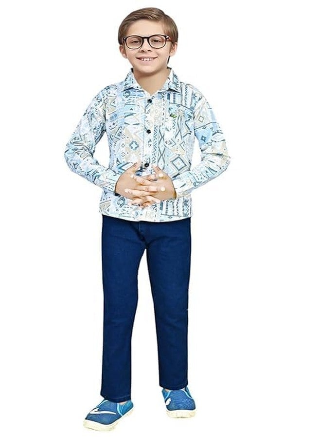LISON Pure 100% cotton fabric shirts and selky denim jeans pant set Regular Fit Button Down Collar Casual Shirt For Boy (Shirts and jeans, 6 Year)