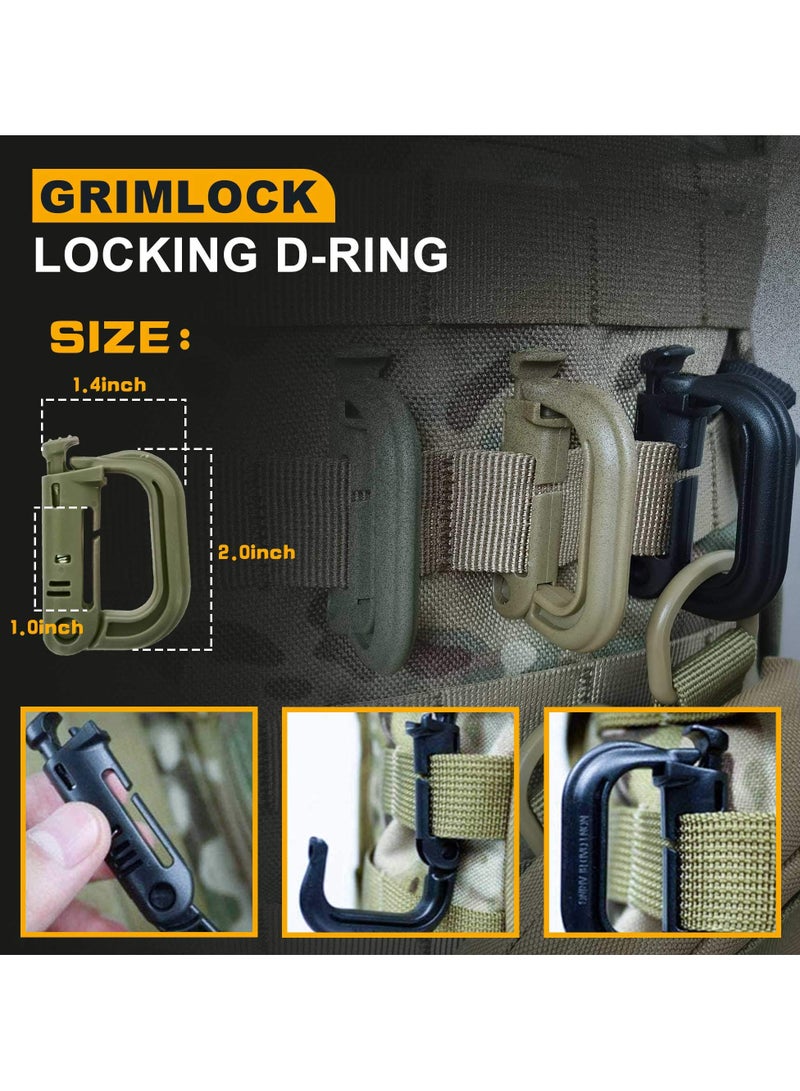 Barakah 18 Pcs Molle Accessories, Molle Tactical Accessories Kit D-Ring Locking Gear Clip Attachments Clips & Straps For 1 Inch Webbing Strap Tactical Backpack (Green) - Image 3