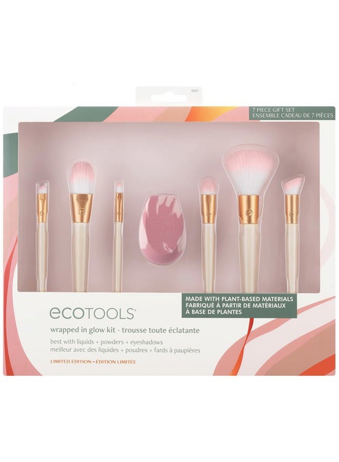 Ecotools Limited Edition Wrapped In Glow Makeup Brush & Sponge Kit, Makeup Blender & Face Brushes, Seamless Application and Buildable Coverage, Eco-Friendly Makeup Tools, 7 Piece Holiday Gift Set - Image 2