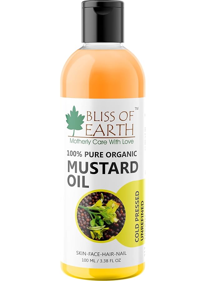 BLISS OF EARTH Organic Mustard Oil For Hair Growth & Baby Massage 2X100 Ml - Image 2