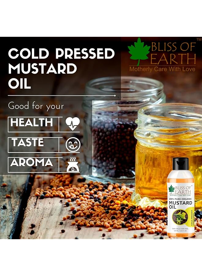 BLISS OF EARTH Organic Mustard Oil For Hair Growth & Baby Massage 2X100 Ml - Image 3
