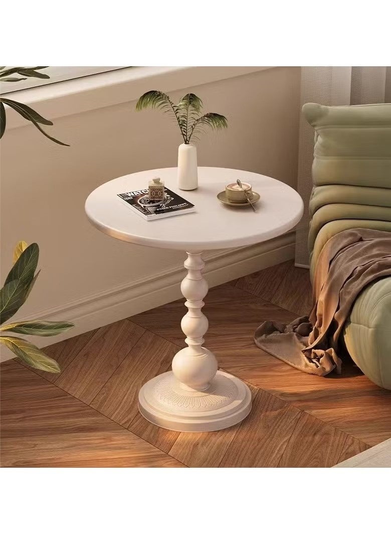 Beauenty American sofa side table iron retro bedside antique small round table balcony small coffee table design living room minimalist corner table high gloss white - Image 5