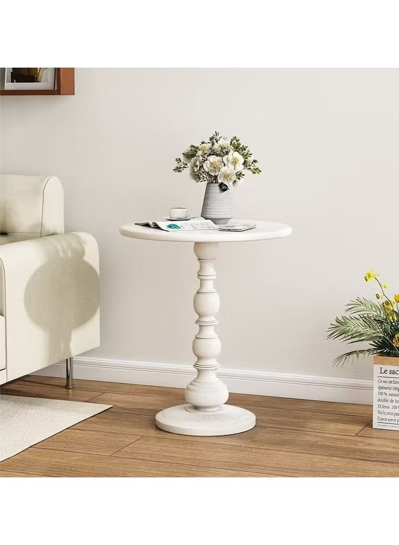 Beauenty American sofa side table iron retro bedside antique small round table balcony small coffee table design living room minimalist corner table high gloss white - Image 2
