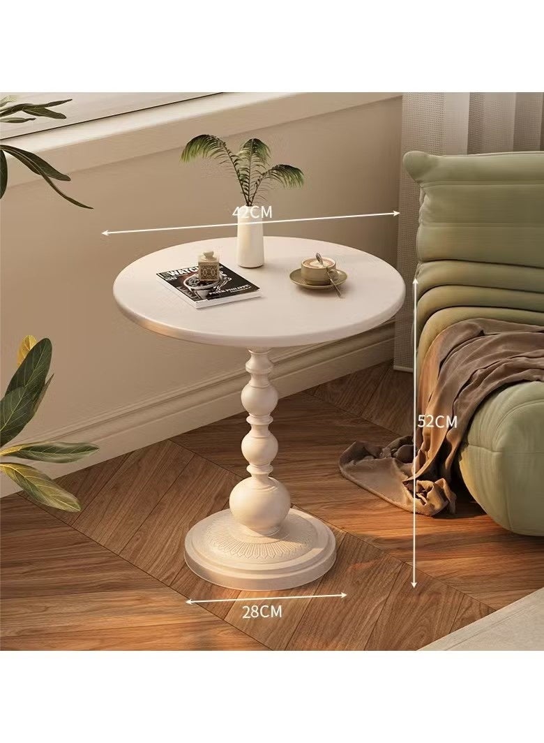 Beauenty American sofa side table iron retro bedside antique small round table balcony small coffee table design living room minimalist corner table high gloss white - Image 3