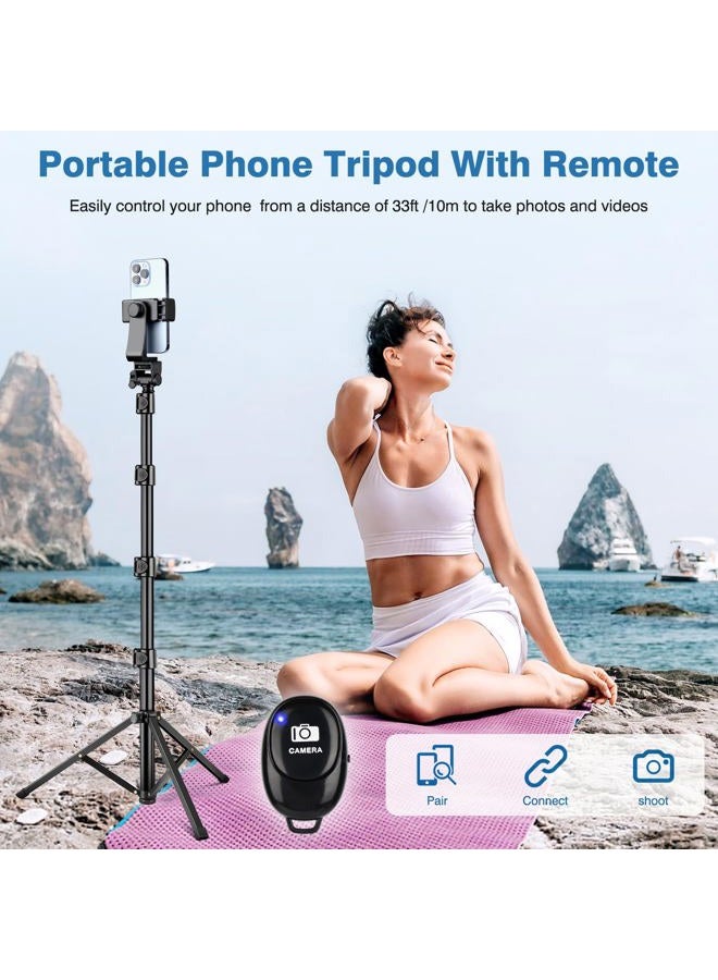 Victiv 70" Phone Tripod with Remote & Holder, Portable Cell Phone Stand, Selfie Stick for Video Recording, Compatible with iPhone 14/13 Pro Max/Android/Camera - Image 5