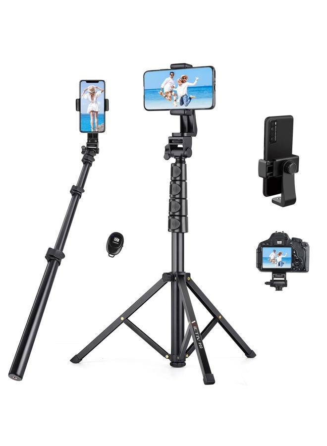 Victiv 70" Phone Tripod with Remote & Holder, Portable Cell Phone Stand, Selfie Stick for Video Recording, Compatible with iPhone 14/13 Pro Max/Android/Camera - Image 1