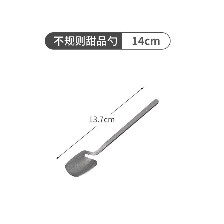 304 Stainless Steel Distressed Retro Style Tableware Industrial Style Bowl Plate Fork Spoon Chopsticks Snowflake Gray Outdoor Set - Image 1