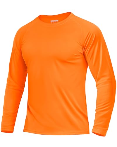 Boladeci Swim Shirts for Men Rash Guard Long Sleeve UPF 50+ UV Protection Sun Block SPF Cool Athletic Gym Tee Shirts for Men Hiking Running (Orange) - Image 1