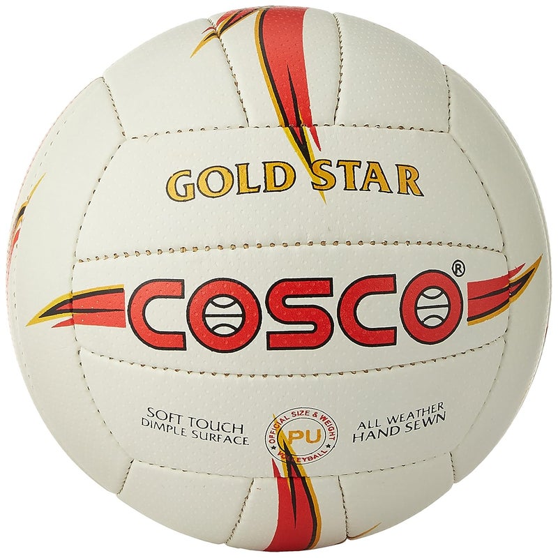 COSCO Goldstar Leather Volleyball, Size 4 (White) - Image 1