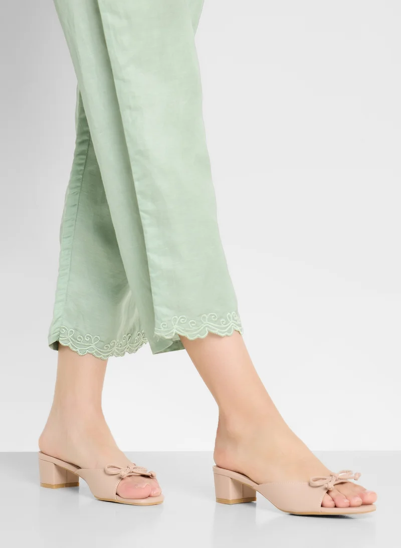 ELLA Heeled Mule With Bow