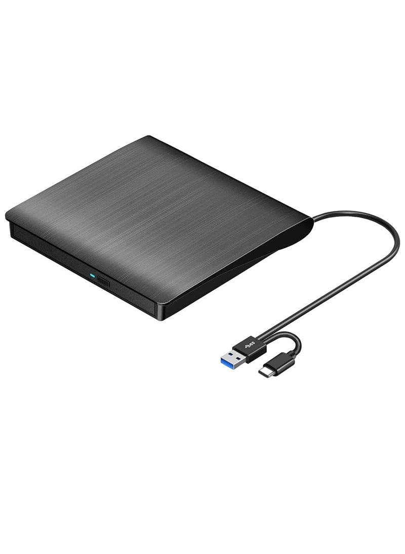 بوينت - مشغل دي في دي بوينت خارجي سي دي/دي في دي USB 3.0/نوع C، محرك اقراص ضوئية رفيع CD/DVD ROM، قارئ اعادة كتابة محمول للكمبيوتر واللاب توب وماك بوك وماك وويندوز 7/8.1/10 لينكس او اس - Image 1