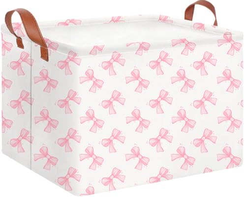 CLOCOR Rectangular Storage Basket EmptyGift BasketWaterproof Storage Bin with HandlesRoom DecorStar Bowknot - Image 1