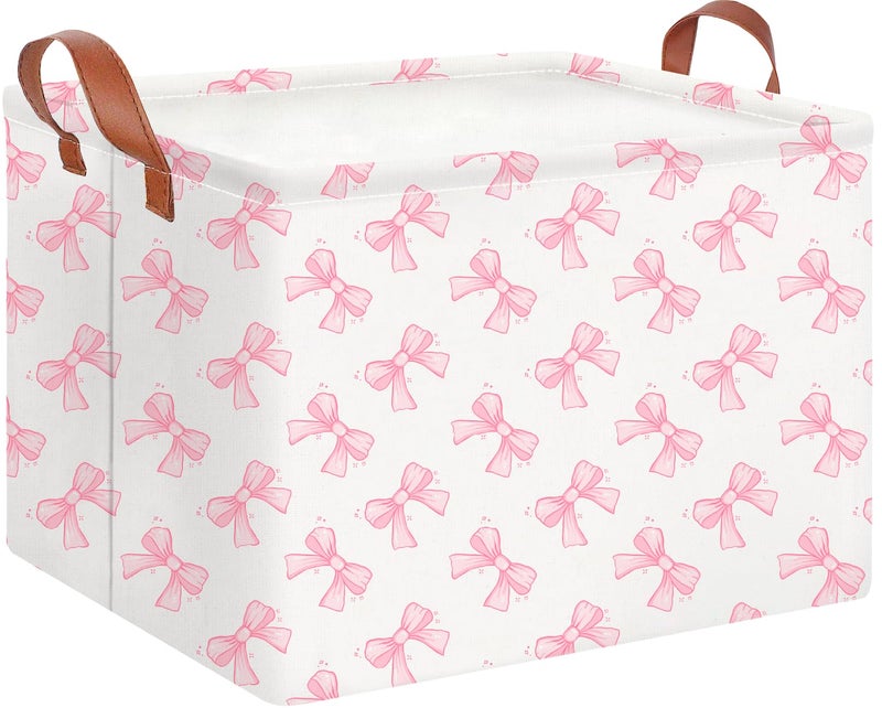 CLOCOR Rectangular Storage Basket EmptyGift BasketWaterproof Storage Bin with HandlesRoom DecorStar Bowknot - Image 2