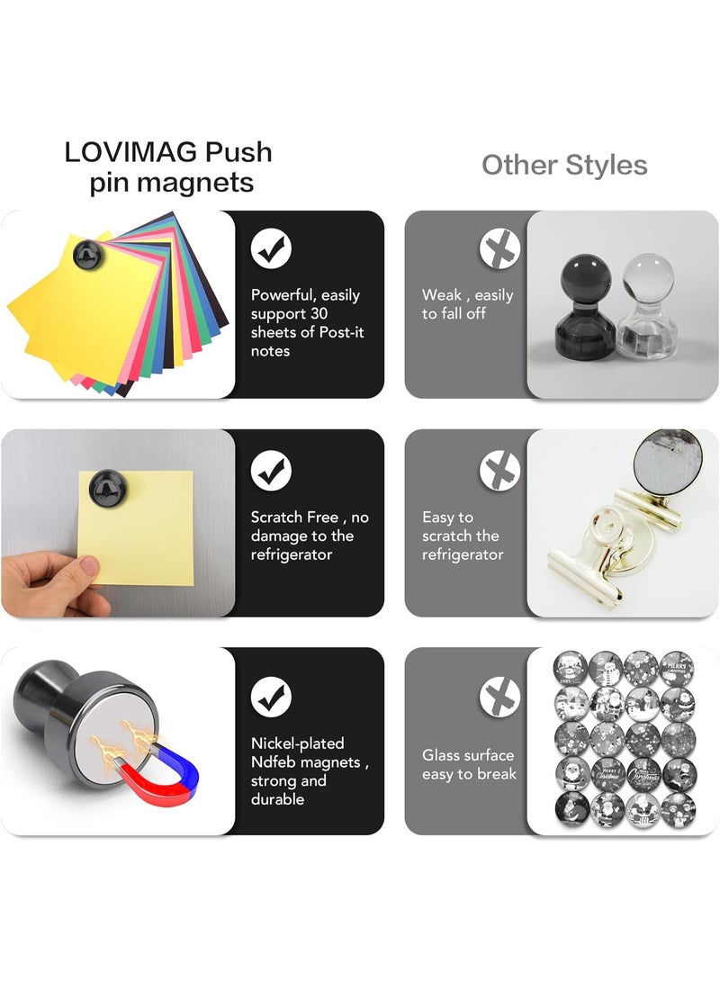 general Fridge Magnets 12Pcs Refrigerator Whiteboard Small Strong Magnet Classroom Kitchen Accessories Decorative Locker Set Decor Must Haves Office Calendar Refrigerador Magnetic Cute Crafts Black - Image 4