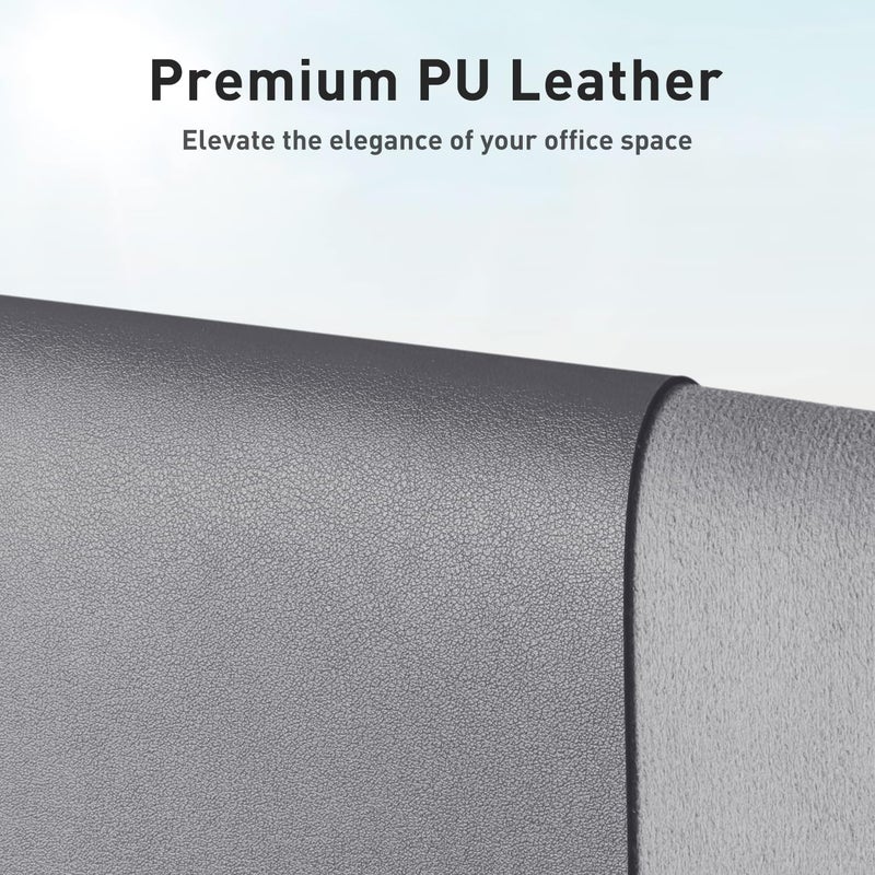Aothia Leather Desk Pad Protector, Mouse Pad, Office Desk Mat, Non-Slip PU Leather Desk Blotter, Laptop Desk Pad, Waterproof Desk Writing Pad for Office and Home (31.5" x 15.7", Light Grey) - Image 2