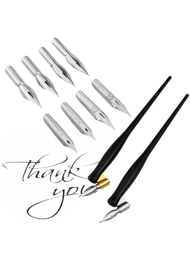 زنون مجموعة أقلام الخط المائل تتضمن 2 في 1 قلم الخط المائل أو حامل القلم المستقيم مع 8 قطع مناقير بديلة (مجموعتان) - Image 1