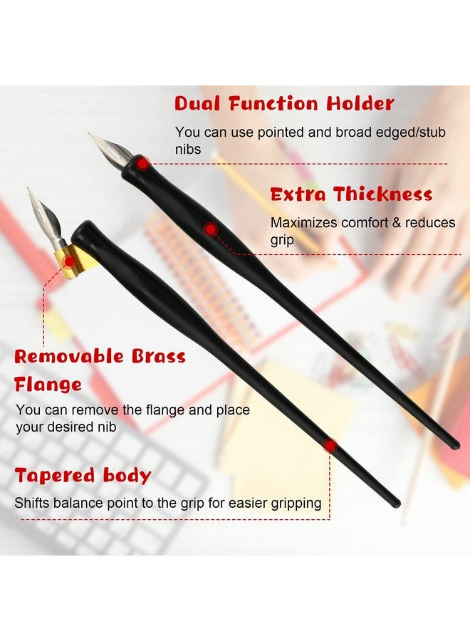 زنون مجموعة أقلام الخط المائل تتضمن 2 في 1 قلم الخط المائل أو حامل القلم المستقيم مع 8 قطع مناقير بديلة (مجموعتان) - Image 2