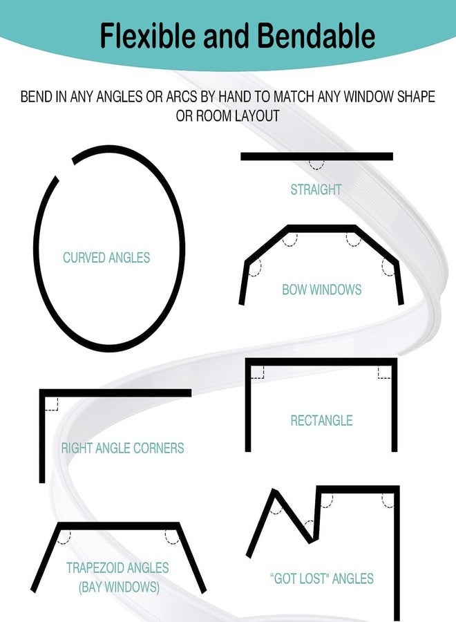 CEILINGRAIL Ceiling Curtain Track Flexible Bendable Curtain Rail Curtain Tracks Set for Window Door Shower Room Divider RV (5 Meters) - Image 2