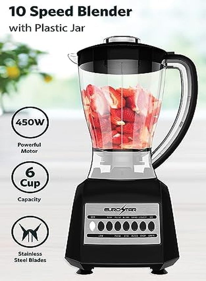 EUROSTAR EBL820BK 450W 10-Speed Plastic Jar Blender, Black - Image 4