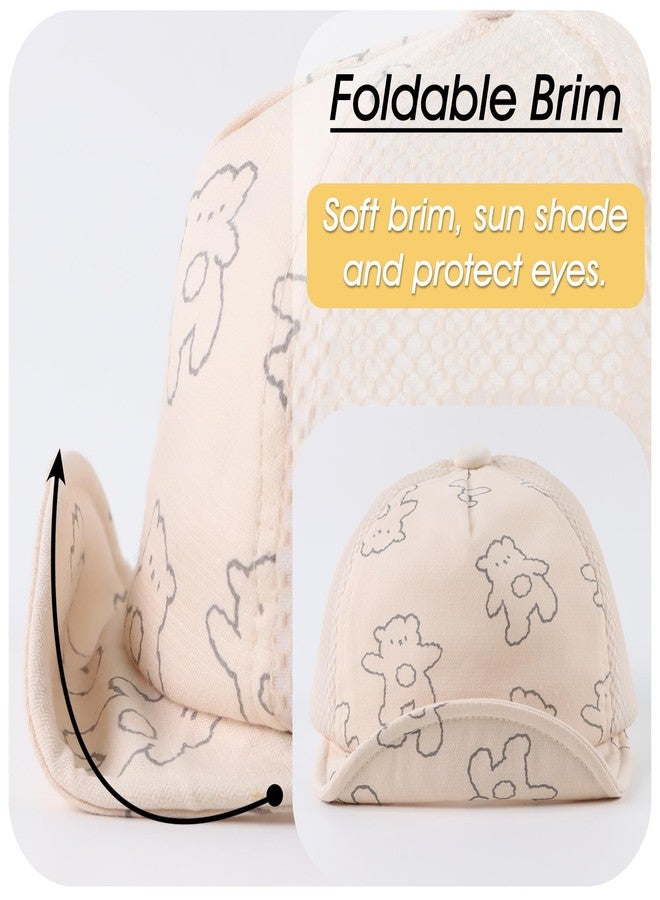 Peecabe Cute Baby Baseball Cap Sun Protection Infant Toddler Sun Hat for Boys and Girls 6-24 Months Breathable Mesh Backing Hat (6-24 Months, A-Beige Bear) - Image 2