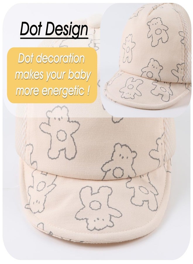 Peecabe Cute Baby Baseball Cap Sun Protection Infant Toddler Sun Hat for Boys and Girls 6-24 Months Breathable Mesh Backing Hat (6-24 Months, A-Beige Bear) - Image 3