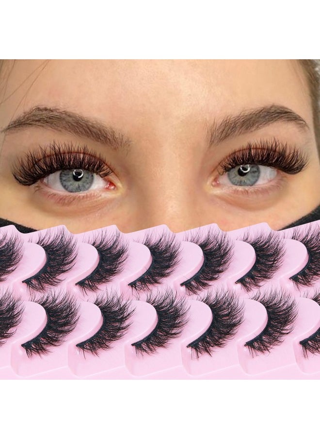 FANXITON Wispy False Eyelashes Natural Look Short Mink Lashes Fluffy Curly 3D Faux Mink Eyelashes 7 Pairs Pack  - Image 3