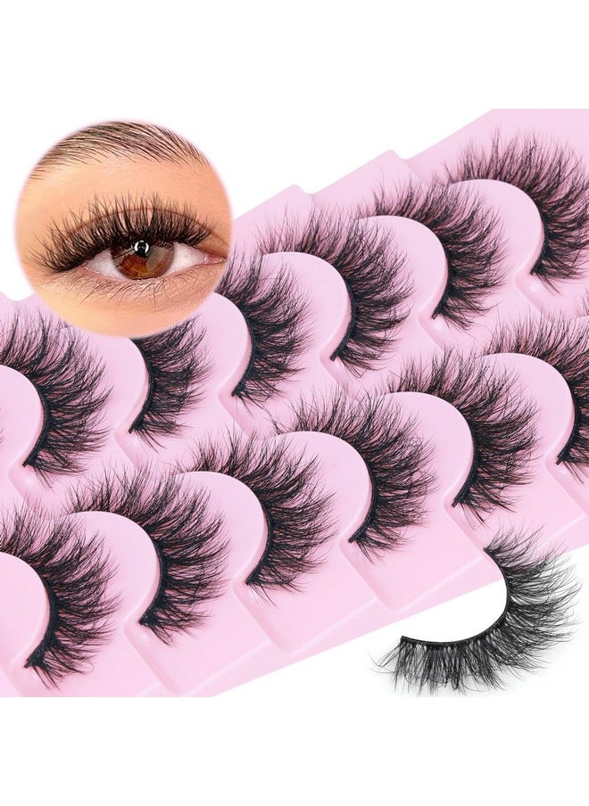 FANXITON Wispy False Eyelashes Natural Look Short Mink Lashes Fluffy Curly 3D Faux Mink Eyelashes 7 Pairs Pack  - Image 4
