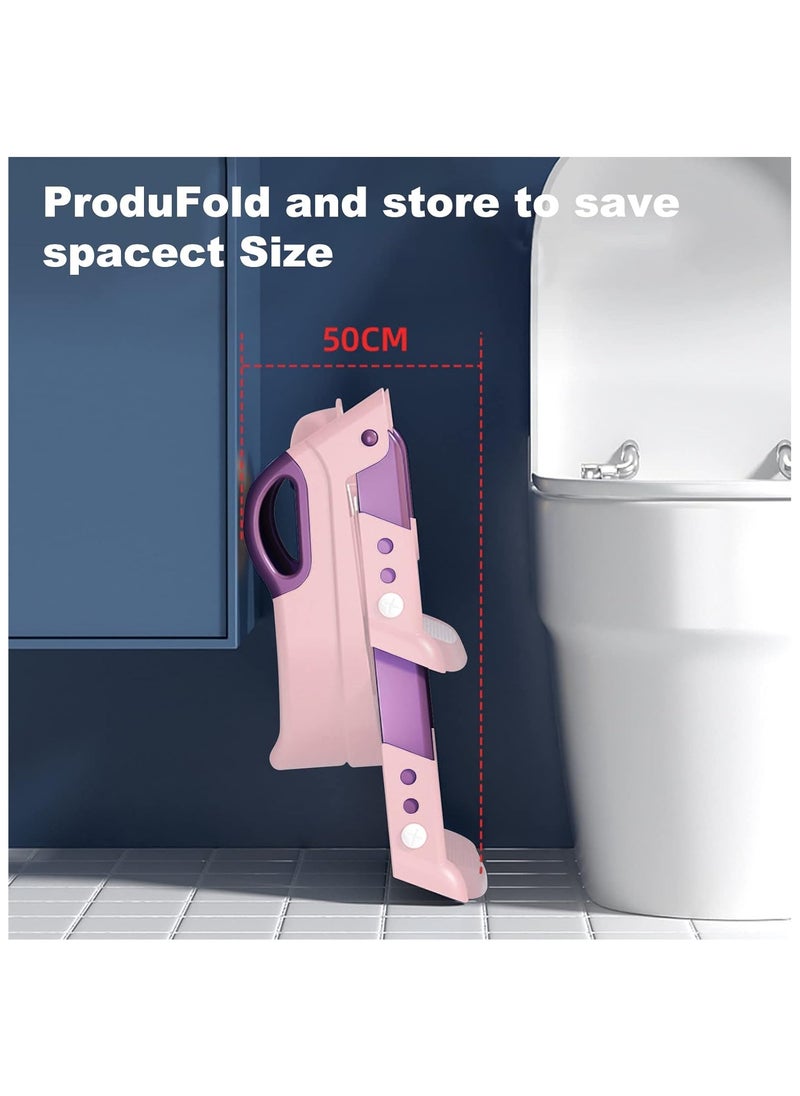 FABTEX - Toilet Training Seat with Ladder Toilet Training Seat and Toilet Seat for Kids Boys Girls Toddlers Comfortable and Safe with Anti-Slip Pads Ladder Pink & Purple - Image 1
