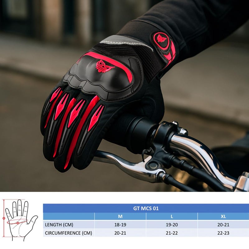 BADOWL RYDON Knuckle Protection Riding Gloves | Anti-Slip Grip & Touchscreen Sports Gloves | Durable, Breathable, All-Weather Design (RED, XL) - Image 2