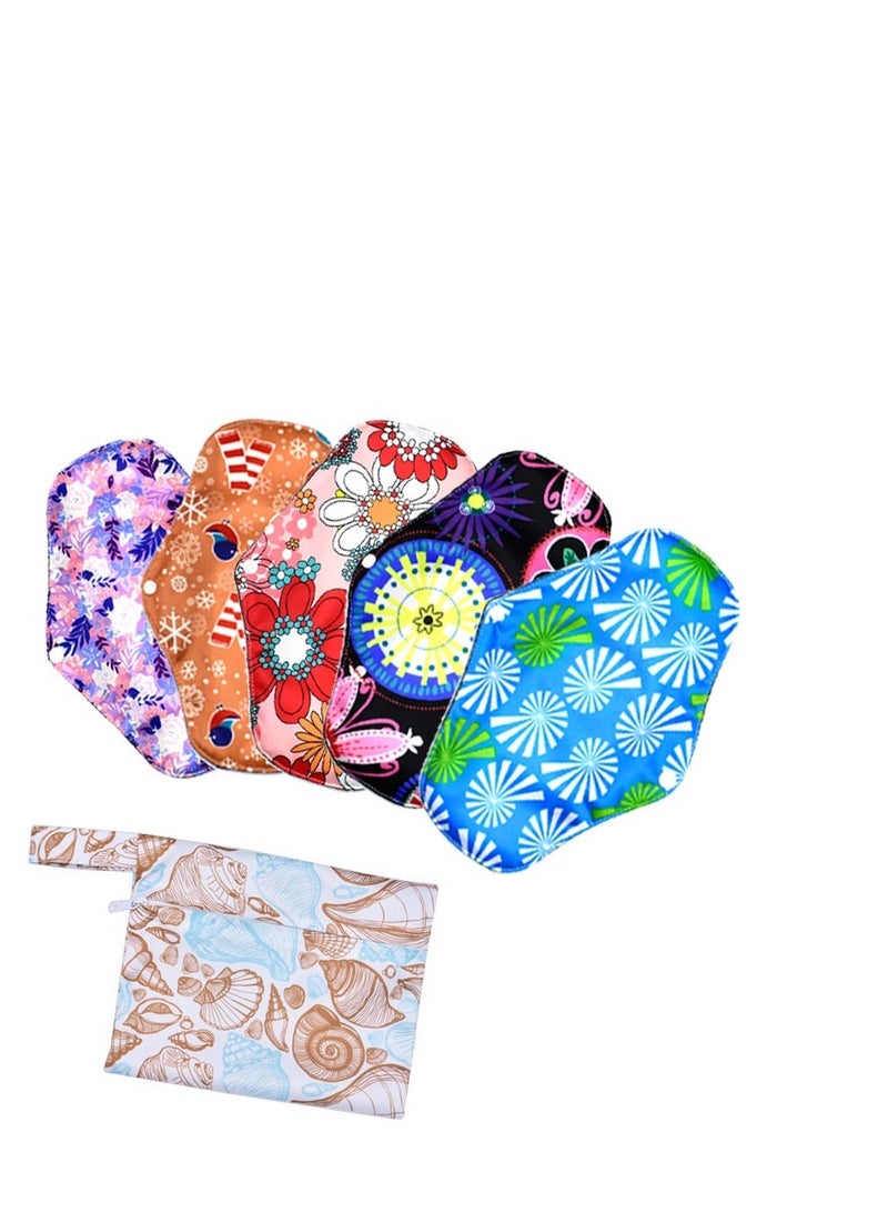 Y&D 5 Pack  Reusable Sanitary Pads  Bamboo Charcoal Towels Washable Waterproof Menstrual Absorbent Cloth Medium to Heavy Flow Eco Friendly Pads  - Image 1