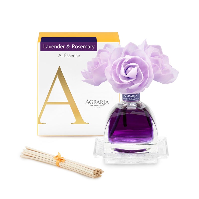 AGRARIA AirEssence Flower and Reed Diffuser Set Handmade Sola Flower Botanical Home Fragrance Set Scented Oil Reed Diffuser Gift for All Occasions