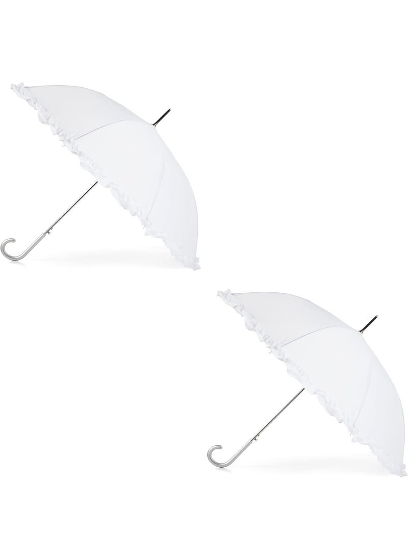 Totes - totes Womens Auto Open Ruffle Stick Umbrella 2 pack - Image 1