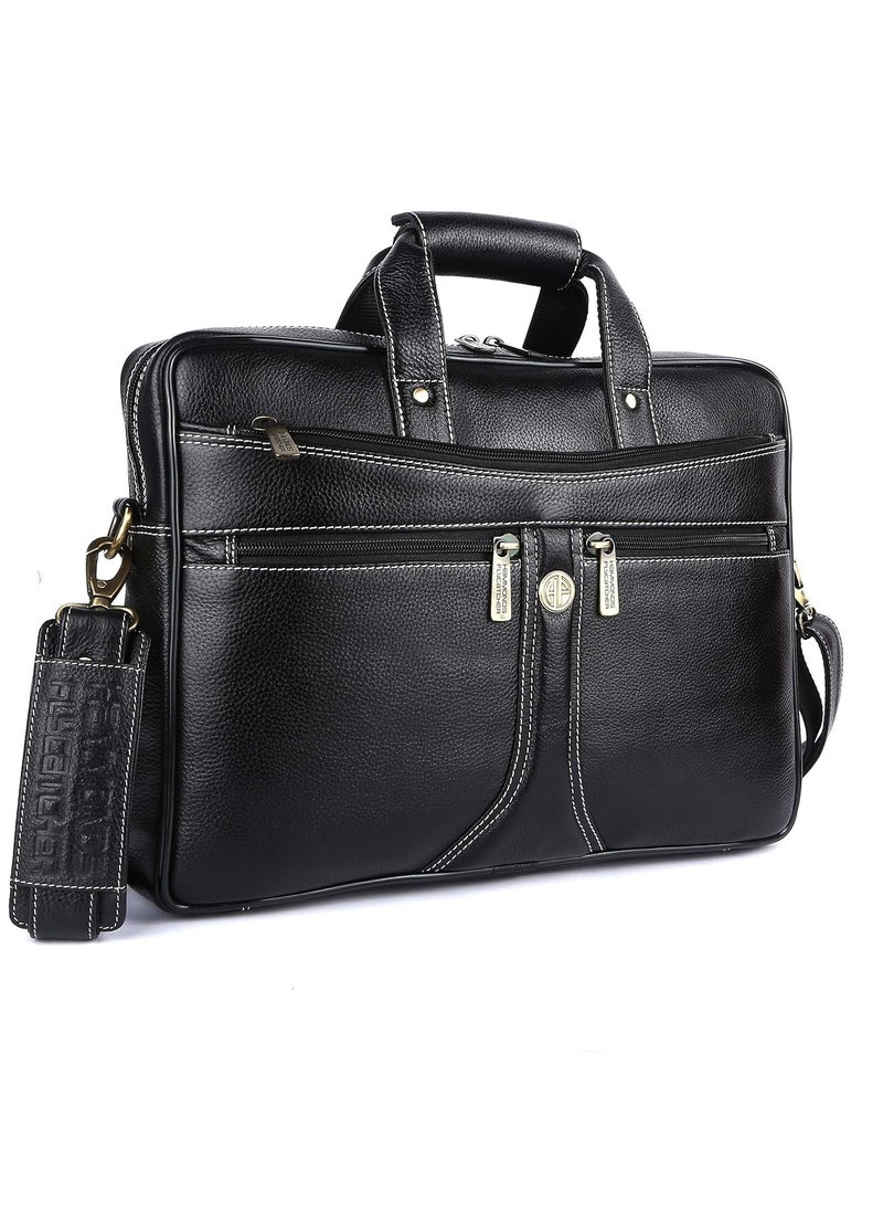 HAMMONDS FLYCATCHER - Laptop Bag for Men - Leather Office Shoulder Bag - Fits 14/15.6/16 Inch Laptop - Black - Crossbody Leather Hand Bag for Men - Executive Messenger Bag with Water Resistant - Image 1
