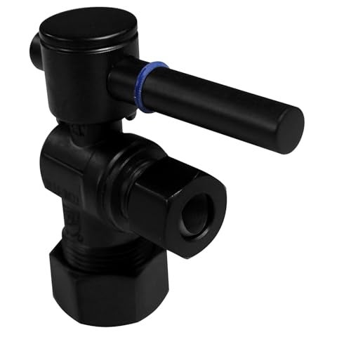 Westbrass R105BL-62 1/4-Turn Lever Handle Angle Stop Shut Off Valve, 5/8" OD x 3/8" OD, Matte Black - Image 1