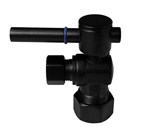 Westbrass R105BL-62 1/4-Turn Lever Handle Angle Stop Shut Off Valve, 5/8" OD x 3/8" OD, Matte Black - Image 3