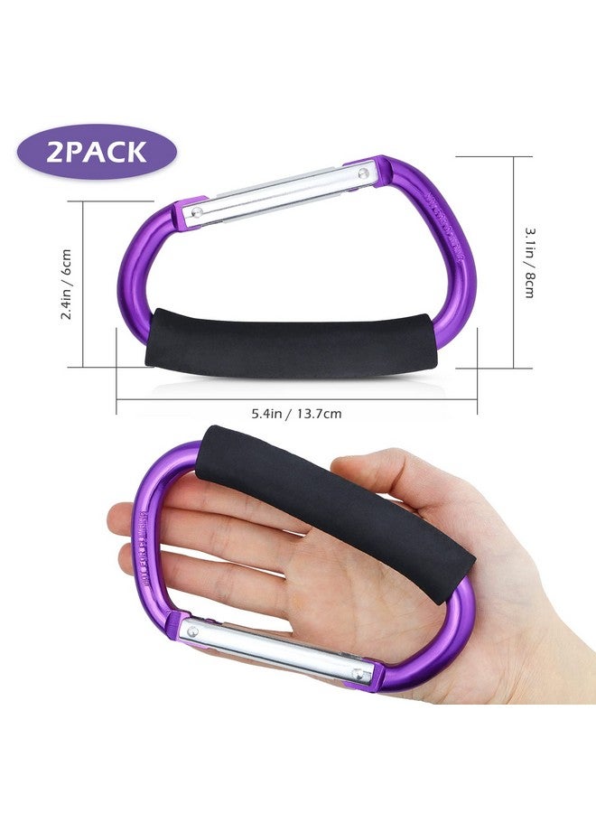 JIALEEY Strong Large Durable Buggy Carabiner Stroller Hooks Mummy Clip Pram Pushchair Grocery or Shopping and Plastic Bags Holder, 2 Pack Purple - Image 1