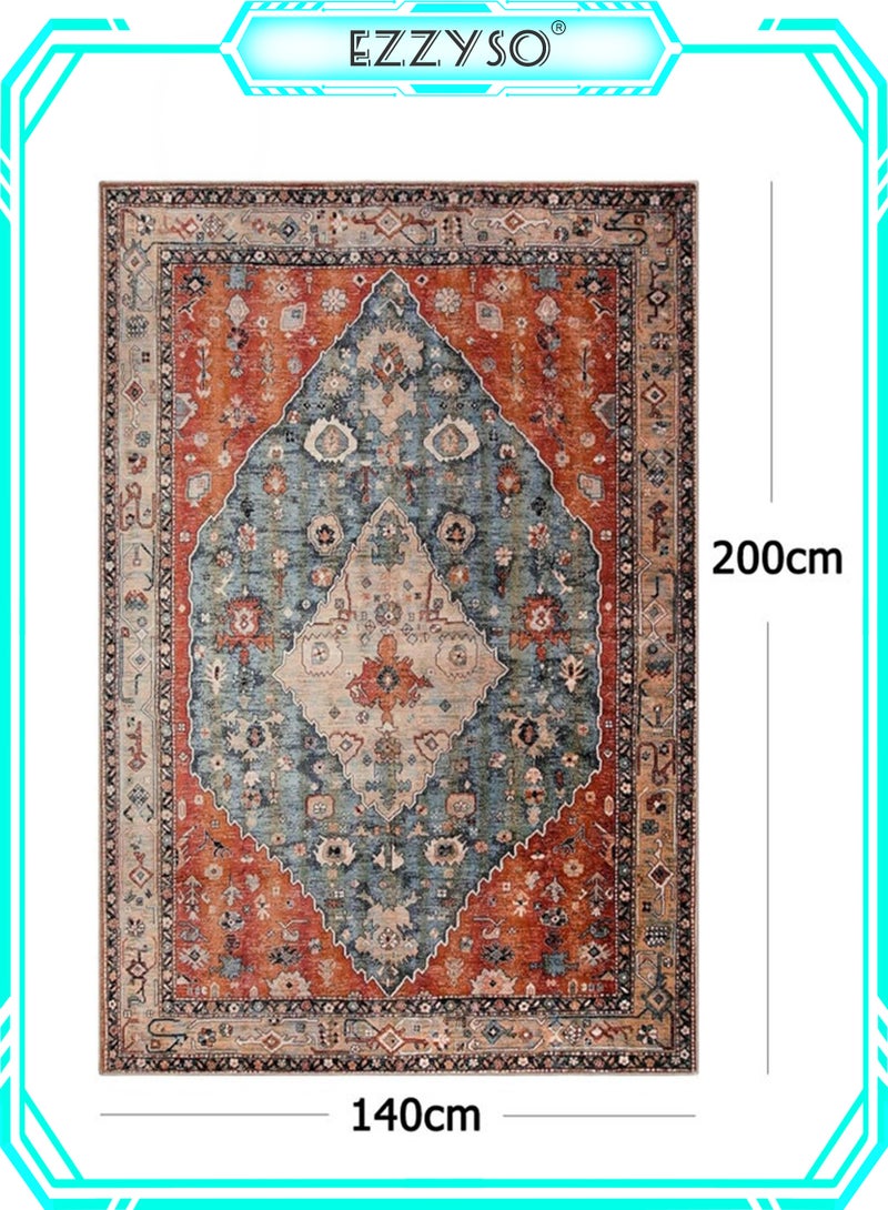 EzzySo Retro Style Rug - Gorgeous Colors, Exquisite Patterns, Machine Washable, Anti - Slip, Soft Low - Pile for Patio, Living Room, Bedroom & More - Image 1