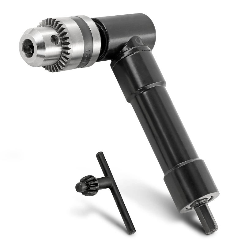 Jamiikury Cordless Right Angle Drill Adapter 90 Degree Adapter Drill with 38 Keyed Chuck and 8mm Hex Shank Power Tool Attachment Chuck Range 1mm10mm