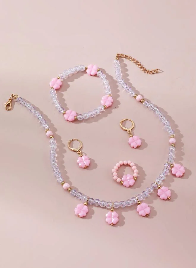 Take Two  Pack of 4 - Beaded Necklace with Bracelet and Rings with Earrings for Women | Best Price UAE