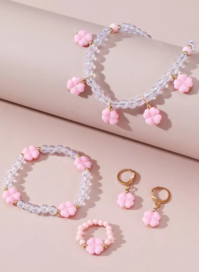 Take Two Pack of 4 - Beaded Necklace with Bracelet and Rings with Earrings