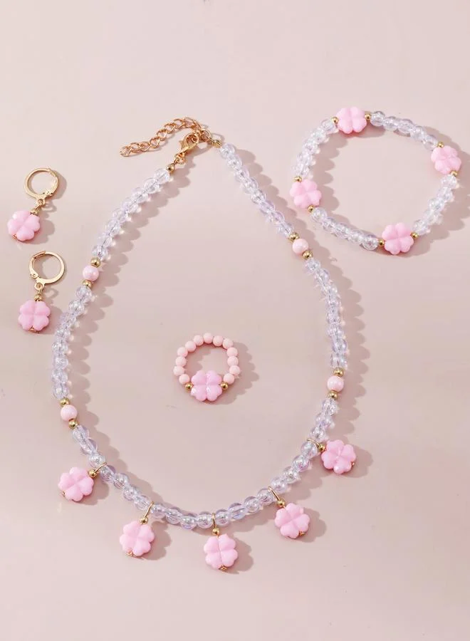 Take Two  Pack of 4 - Beaded Necklace with Bracelet and Rings with Earrings for Women | Best Price UAE