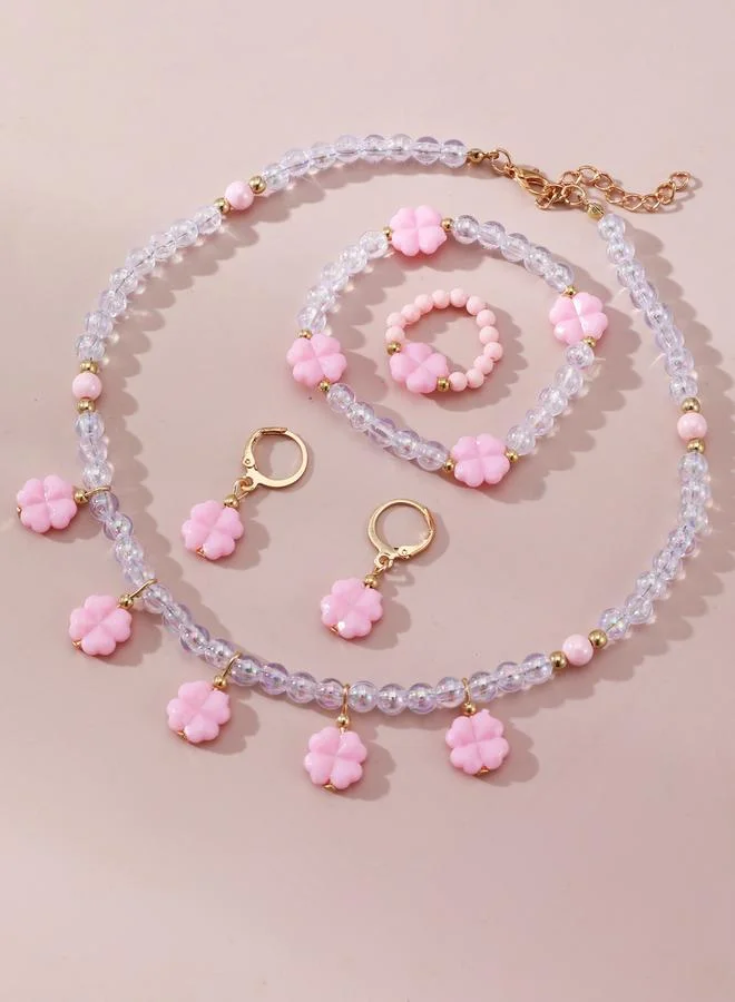 Take Two  Pack of 4 - Beaded Necklace with Bracelet and Rings with Earrings for Women | Best Price UAE